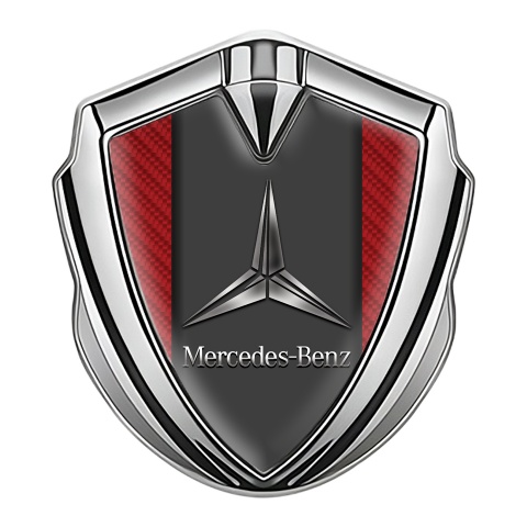 Mercedes Benz 3D Car Metal Domed Emblem Silver Red Carbon Gradient Logo