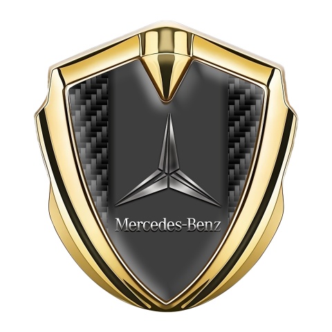 Mercedes Benz Bodyside Domed Emblem Gold Black Carbon Stylish Logo