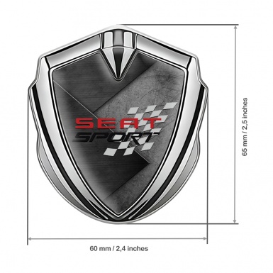Seat Sport Bodyside Badge Self Adhesive Silver Rough Surface Design