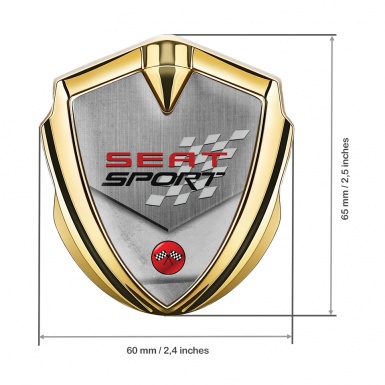 Seat Sport Tuning Emblem Self Adhesive Gold Grey Racing Flag