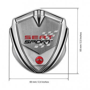Seat Sport Tuning Emblem Self Adhesive Silver Grey Racing Flag