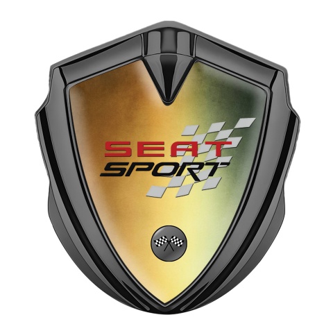 Seat Sport Trunk Metal Emblem Badge Graphite Color Base Racing Flag