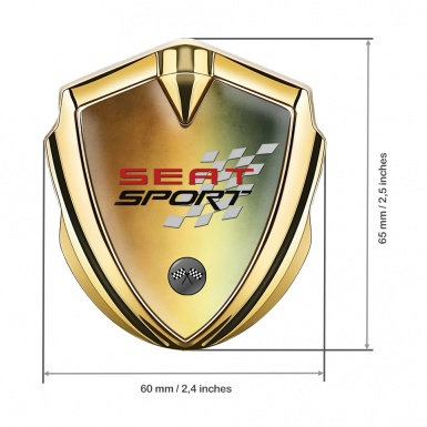 Seat Sport Trunk Metal Emblem Badge Gold Color Base Racing Flag