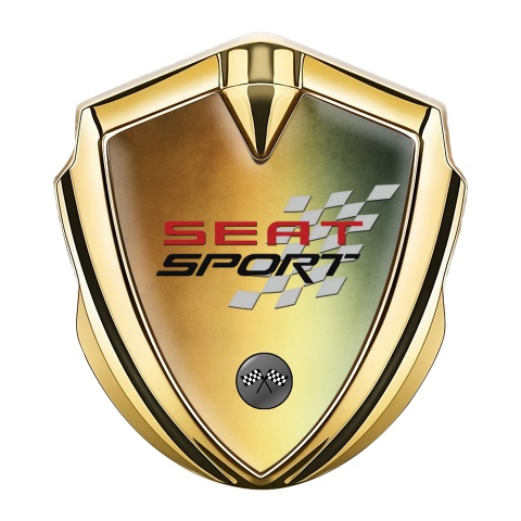 Seat Sport Trunk Metal Emblem Badge Gold Color Base Racing Flag