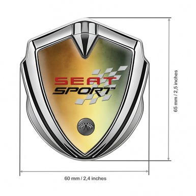 Seat Sport Trunk Metal Emblem Badge Silver Color Base Racing Flag