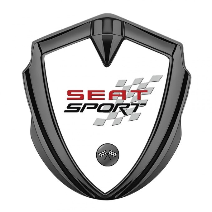 Seat Sport Self Adhesive Bodyside Emblem Graphite White Racing Stamp