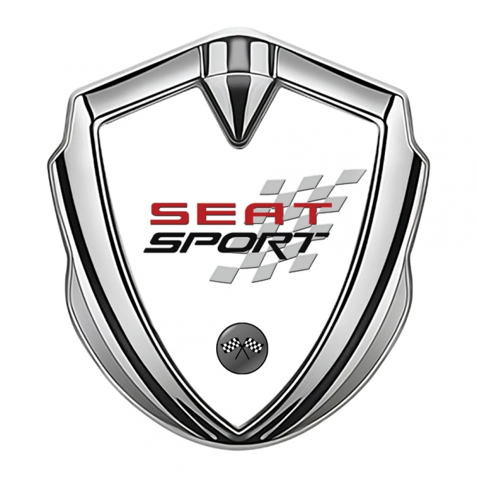 Seat Sport Self Adhesive Bodyside Emblem Silver White Racing Stamp