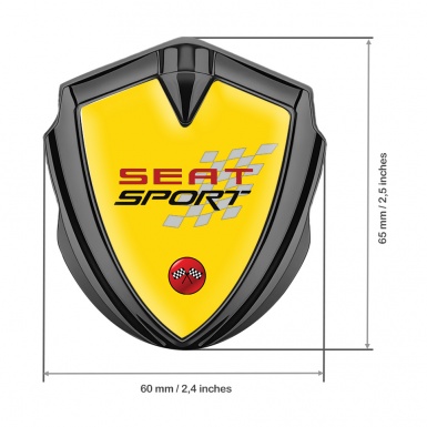 Seat Sport Metal Emblem Self Adhesive Graphite Yellow Racing Flag
