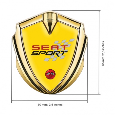 Seat Sport Metal Emblem Self Adhesive Gold Yellow Racing Flag