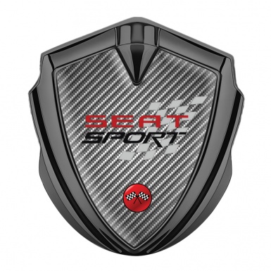Seat Sport 3D Car Metal Domed Emblem Graphite Light Carbon Red Logo