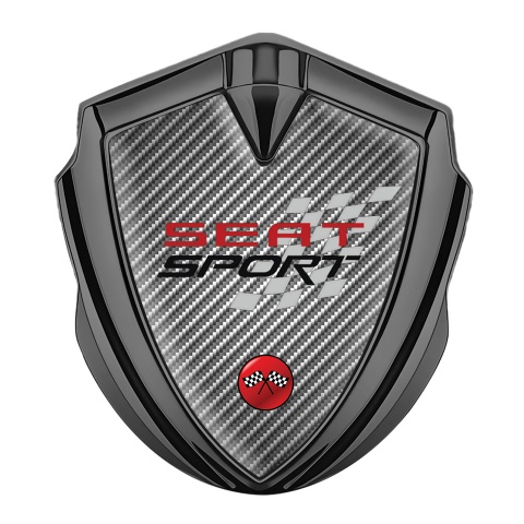 Seat Sport 3D Car Metal Domed Emblem Graphite Light Carbon Red Logo