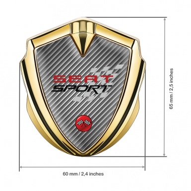 Seat Sport 3D Car Metal Domed Emblem Gold Light Carbon Red Logo