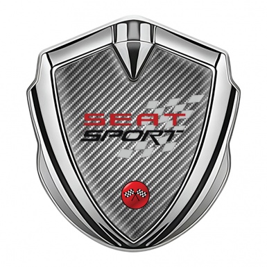 Seat Sport 3D Car Metal Domed Emblem Silver Light Carbon Red Logo