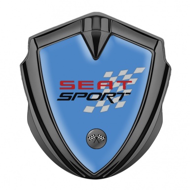 Seat Sport Bodyside Domed Emblem Graphite Blue Racing Flags Design