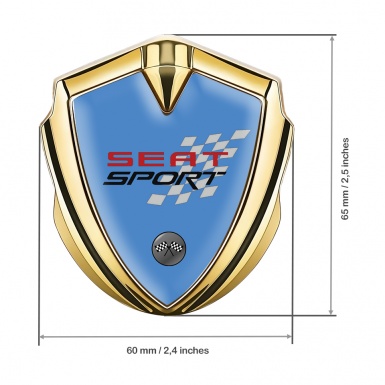 Seat Sport Bodyside Domed Emblem Gold Blue Racing Flags Design