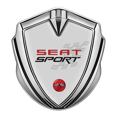 Seat Sport Bodyside Badge Self Adhesive Silver Grey Base Red Logo