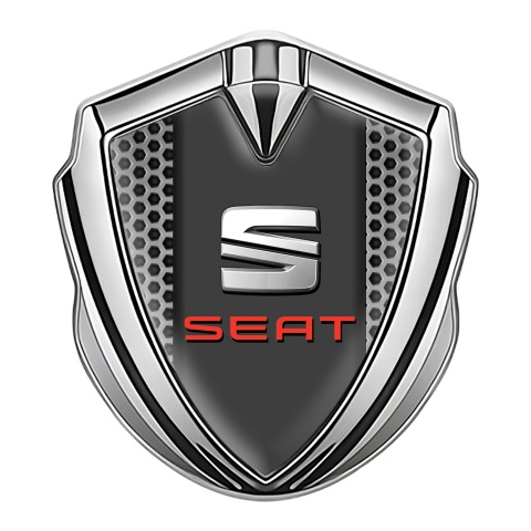 Seat Fender Metal Domed Emblem Silver Honeycomb Dark Pilon Variant