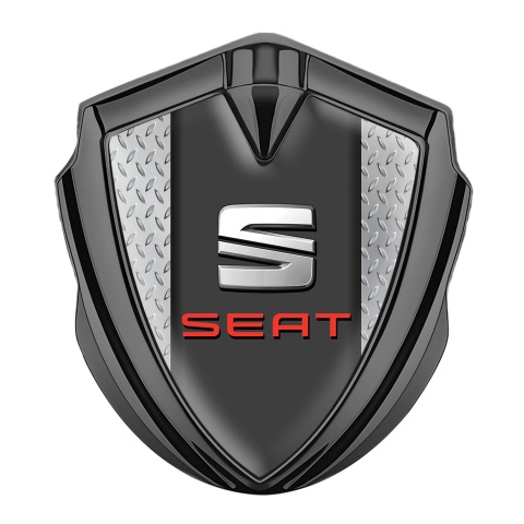 Seat Trunk Emblem Badge Graphite Metallic Plate Effect Bevel Logo
