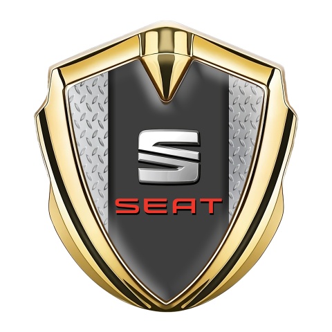 Seat Trunk Emblem Badge Gold Metallic Plate Effect Bevel Logo