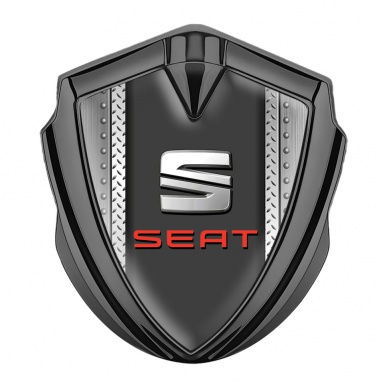 Seat Trunk Metal Emblem Badge Graphite Industrial Elements Red Logo