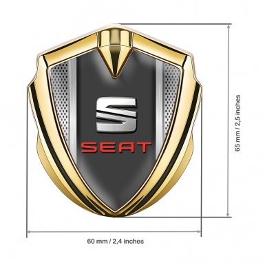 Seat Self Adhesive Bodyside Emblem Gold Light Mesh Beveled Logo