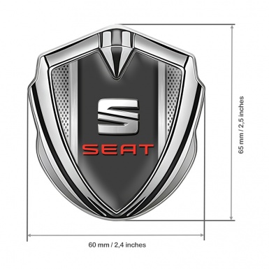 Seat Self Adhesive Bodyside Emblem Silver Light Mesh Beveled Logo