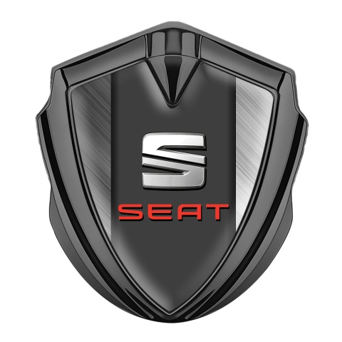 Seat Bodyside Domed Emblem Graphite Brushed Aluminum Red Edition