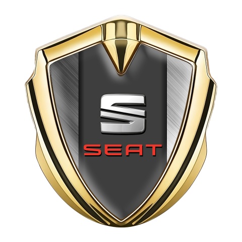 Seat Bodyside Domed Emblem Gold Brushed Aluminum Red Edition