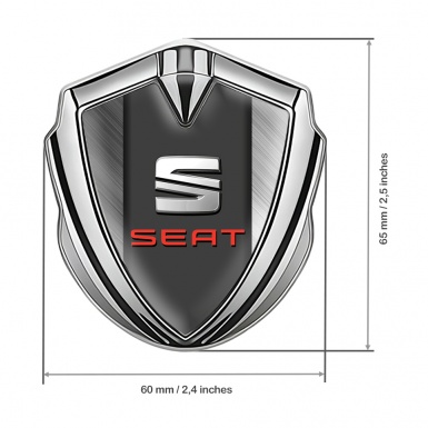 Seat Bodyside Domed Emblem Silver Brushed Aluminum Red Edition