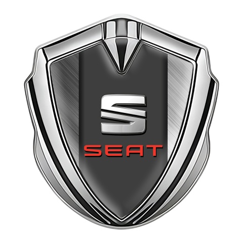 Seat Bodyside Domed Emblem Silver Brushed Aluminum Red Edition