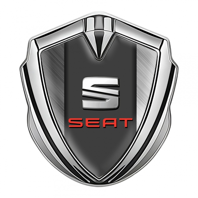 Seat Bodyside Domed Emblem Silver Brushed Aluminum Red Edition