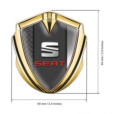 Seat Bodyside Badge Self Adhesive Gold Mixed Base Red Logo