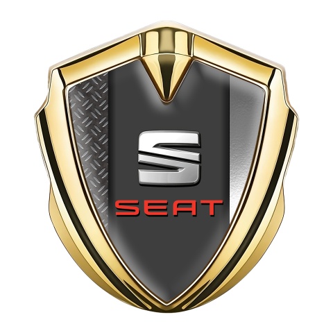 Seat Bodyside Badge Self Adhesive Gold Mixed Base Red Logo