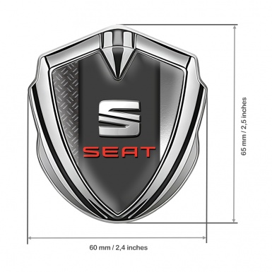 Seat Bodyside Badge Self Adhesive Silver Mixed Base Red Logo