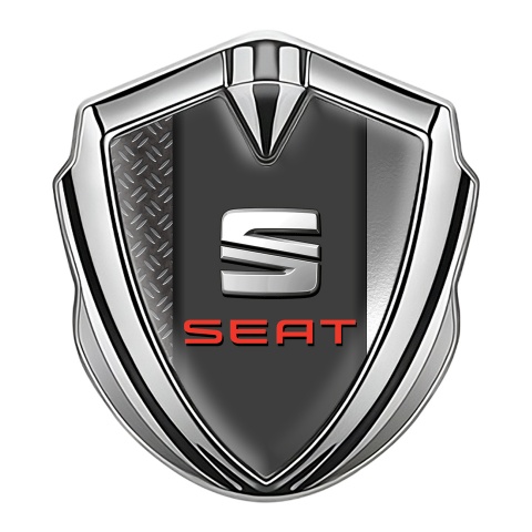 Seat Bodyside Badge Self Adhesive Silver Mixed Base Red Logo