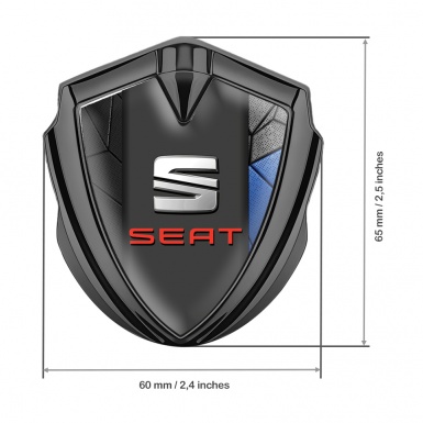 Seat Tuning Emblem Self Adhesive Graphite Blue Mosaic Beveled Logo