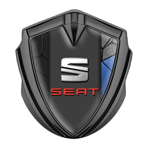 Seat Tuning Emblem Self Adhesive Graphite Blue Mosaic Beveled Logo