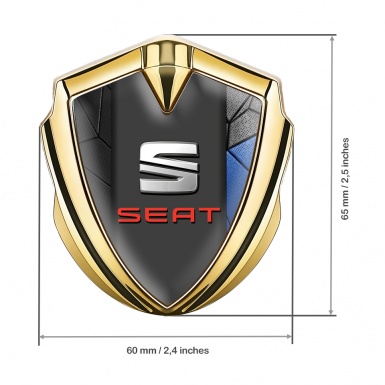 Seat Tuning Emblem Self Adhesive Gold Blue Mosaic Beveled Logo