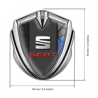 Seat Tuning Emblem Self Adhesive Silver Blue Mosaic Beveled Logo