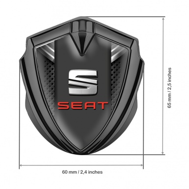 Seat Fender Emblem Badge Graphite Charcoal Mesh Grey Ribbon Design