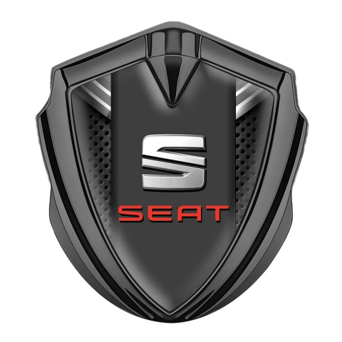 Seat Fender Emblem Badge Graphite Charcoal Mesh Grey Ribbon Design