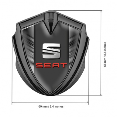 Seat Trunk Emblem Badge Graphite Grey Side Lines Beveled Logo Variant