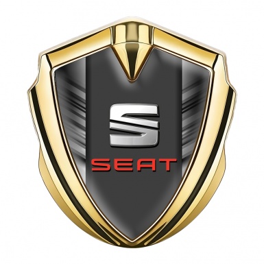 Seat Trunk Emblem Badge Gold  Grey Side Lines Beveled Logo Variant