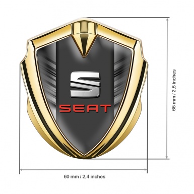 Seat Trunk Emblem Badge Gold  Grey Side Lines Beveled Logo Variant