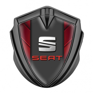 Seat Trunk Metal Emblem Badge Graphite Red Hex Diagonal Solid Plates