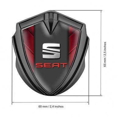 Seat Trunk Metal Emblem Badge Graphite Red Hex Diagonal Solid Plates