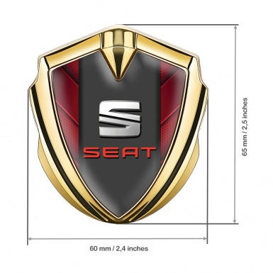 Seat Trunk Metal Emblem Badge Gold Red Hex Diagonal Solid Plates