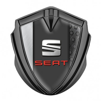 Seat 3D Car Metal Domed Emblem Graphite Diverse Plates Base Red Logo