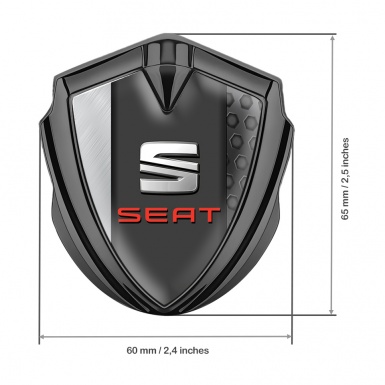 Seat 3D Car Metal Domed Emblem Graphite Diverse Plates Base Red Logo