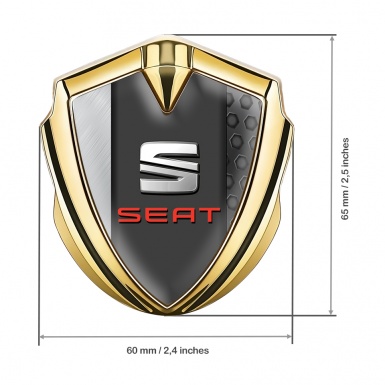 Seat 3D Car Metal Domed Emblem Gold Diverse Plates Base Red Logo